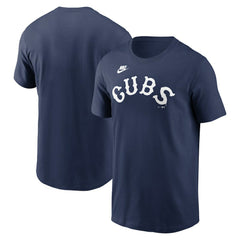 Navy Chicago Cubs Nike Cooperstown Collection Wordmark T-Shirt
