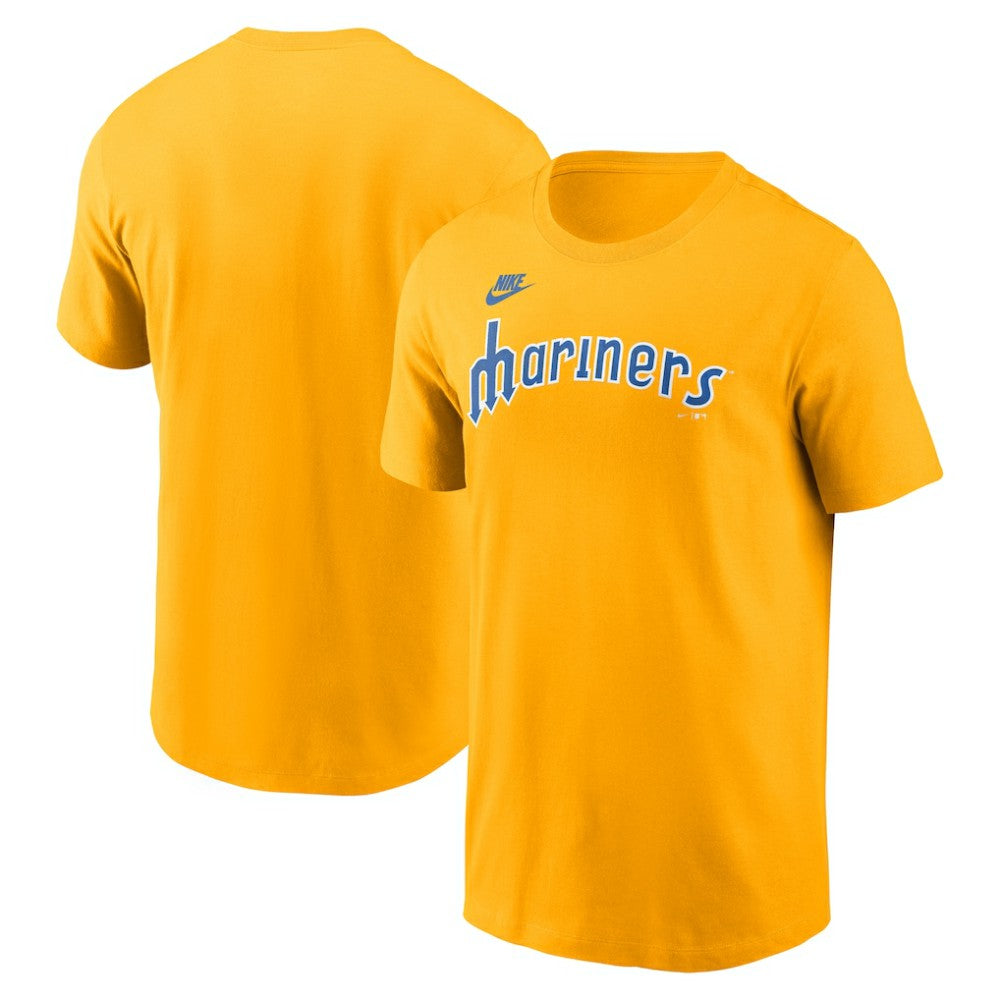 Gold Seattle Mariners Nike Cooperstown Collection Wordmark T-Shirt