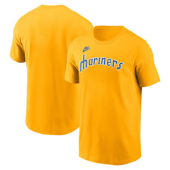 Gold Seattle Mariners Nike Cooperstown Collection Wordmark T-Shirt