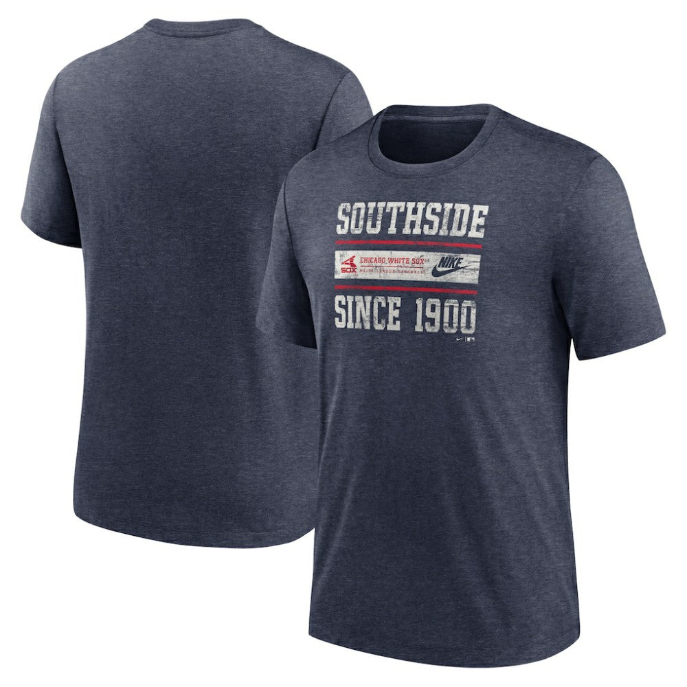 Heather Navy Chicago White Sox Nike Cooperstown Collection Local Stack Tri-Blend T-Shirt