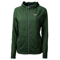 Cutter & Buck Women's Gridiron Classics Logo Adapt Eco Knit Hybrid Recycled Full-Zip Hoodie - Philadelphia Eagles Hoodies