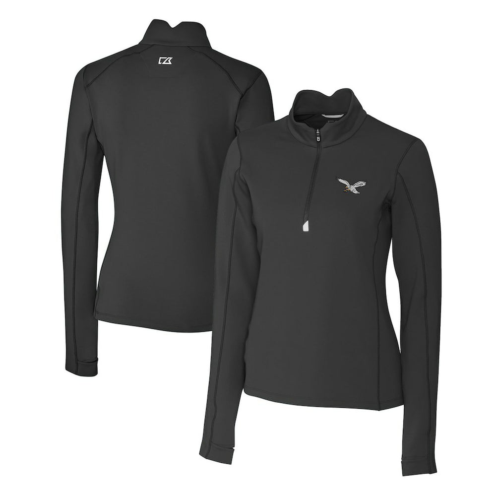 Cutter & Buck Women's Gridiron Classics Logo DryTec Traverse Stretch Quarter-Zip Pullover Top - Philadelphia Eagles Pullover