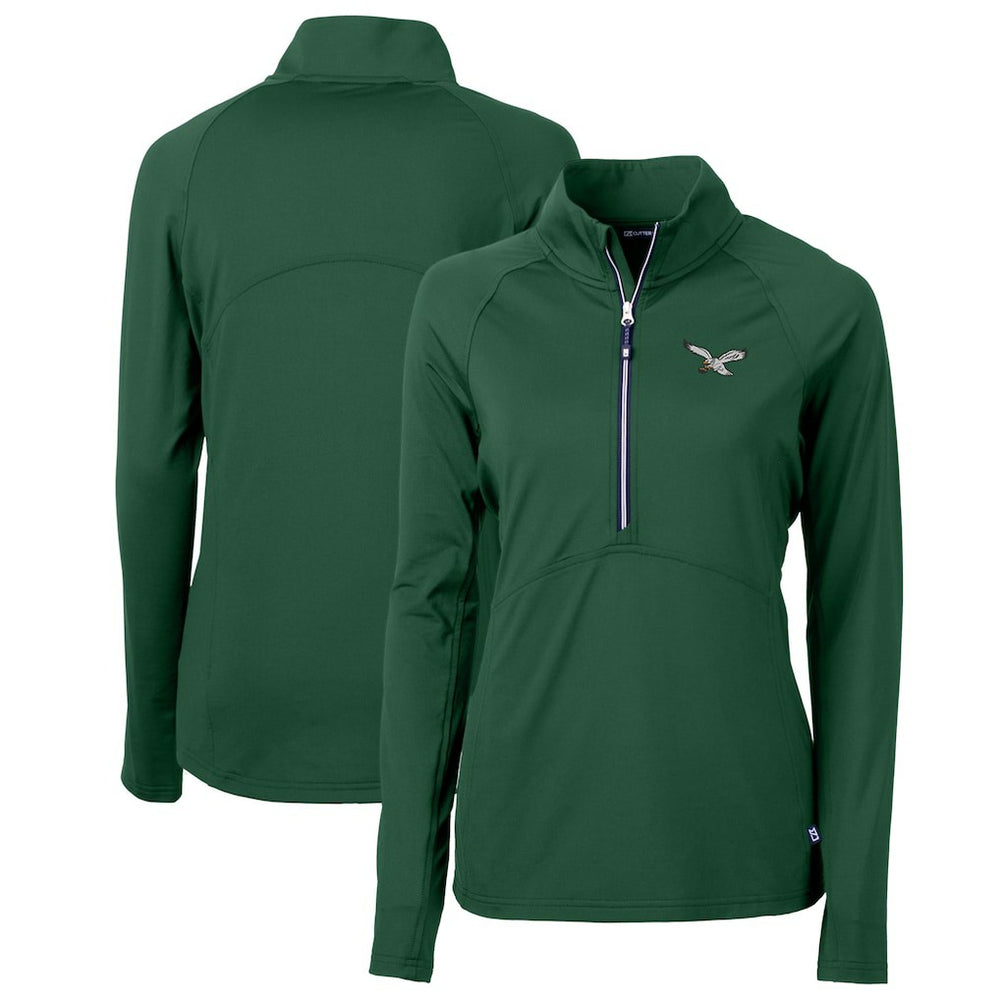 Cutter & Buck Women's Gridiron Classics Logo Adapt Eco Knit Stretch Recycled Half-Zip Pullover Top - Philadelphia Eagles Pullover