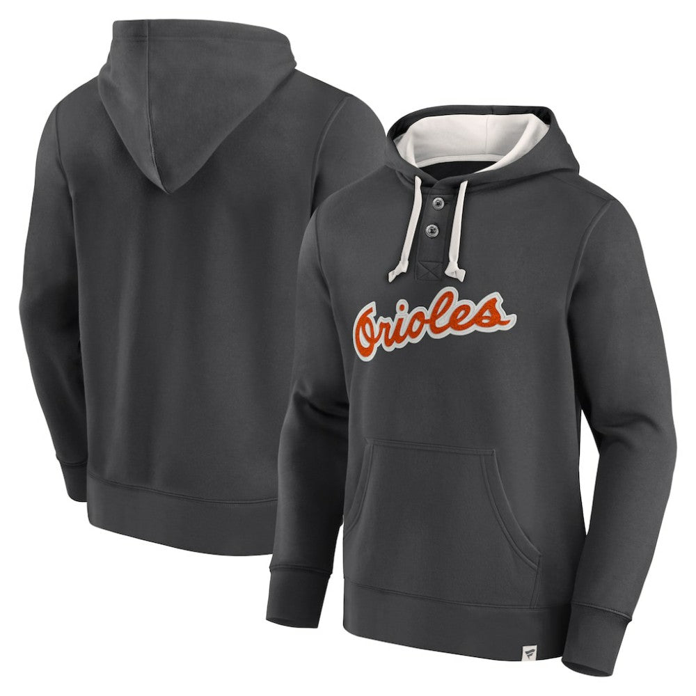 Fanatics Baltimore Orioles Black Plan for Adversity Henley Fleece Pullover Hoodie