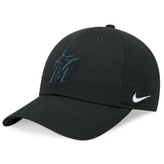 Black Miami Marlins Nike Club Adjustable Hat