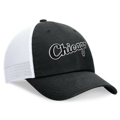 Black Chicago White Sox Nike Wordmark Adjustable Trucker Hat