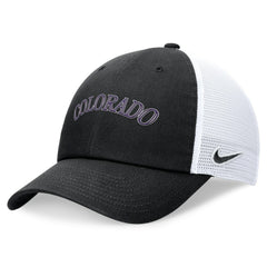 Black Colorado Rockies Nike Wordmark Adjustable Trucker Hat