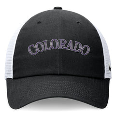 Black Colorado Rockies Nike Wordmark Adjustable Trucker Hat