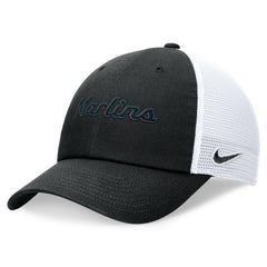 Black Miami Marlins Nike Wordmark Adjustable Trucker Hat