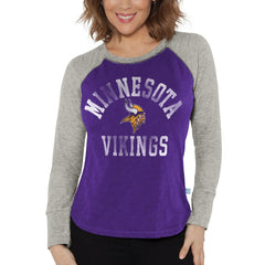 G-III 4Her by Carl Banks Women's Waffle Knit Raglan Long Sleeve T-Shirt - Minnesota Vikings T-shirts