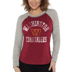 G-III 4Her by Carl Banks Women's Waffle Knit Raglan Long Sleeve T-Shirt - Washington Commanders T-shirts