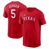Red Corey Seager Texas Rangers Nike Fuse Name & Number T-Shirt