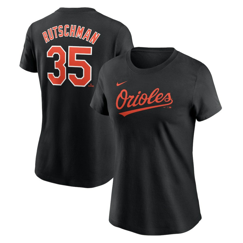 Black Adley Rutschman Baltimore Orioles Nike Women's Cooperstown Collection Fuse Name & Number T-Shirt