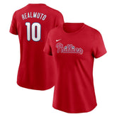 Red J.T. Realmuto Philadelphia Phillies Nike Women's Cooperstown Collection Fuse Name & Number T-Shirt