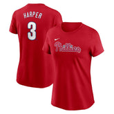 Red Bryce Harper Philadelphia Phillies Nike Women's Cooperstown Collection Fuse Name & Number T-Shirt