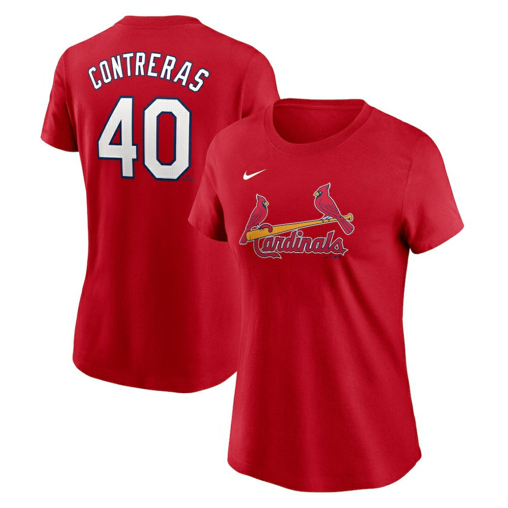 Red Willson Contreras St. Louis Cardinals Nike Women's Cooperstown Collection Fuse Name & Number T-Shirt