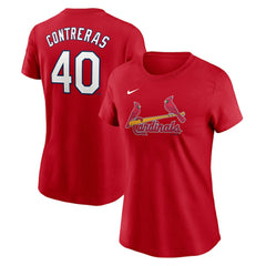 Red Willson Contreras St. Louis Cardinals Nike Women's Cooperstown Collection Fuse Name & Number T-Shirt