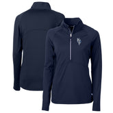 Navy Kansas City Royals Cutter & Buck Women's City Connect Adapt Eco Knit Stretch Recycled Half-Zip Pullover Top