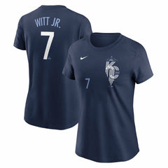Navy Bobby Witt Jr. Kansas City Royals Nike Women's City Connect Fuse Name & Number T-Shirt