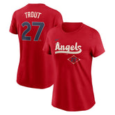 Red Mike Trout Los Angeles Angels Nike Women's 2024 City Connect Fuse Player Name & Number T-Shirt