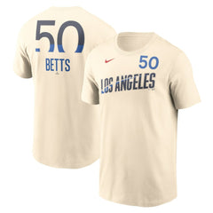 Cream Mookie Betts Los Angeles Dodgers Nike 2024 City Connect Fuse Name & Number T-Shirt