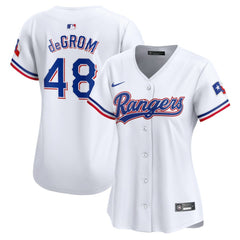 White Jacob deGrom Texas Rangers Nike Women's Home Limited Player Jersey