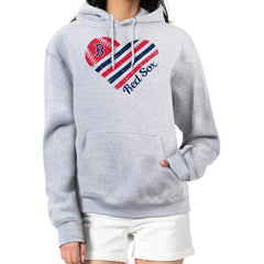 Heather Gray Boston Red Sox G-III 4Her by Carl Banks Women's Heart Fleece Pullover Hoodie
