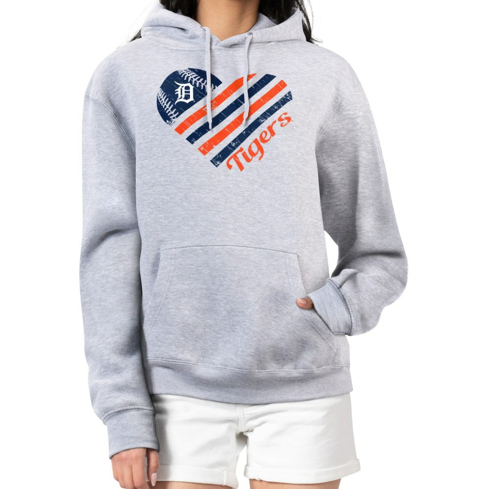Heather Gray Detroit Tigers G-III 4Her by Carl Banks Women's Heart Fleece Pullover Hoodie