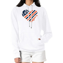 White Detroit Tigers G-III 4Her by Carl Banks Women's Heart Fleece Pullover Hoodie