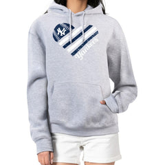 Heather Gray New York Yankees G-III 4Her by Carl Banks Women's Heart Fleece Pullover Hoodie