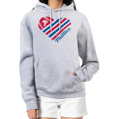 Heather Gray Philadelphia Phillies G-III 4Her by Carl Banks Women's Heart Fleece Pullover Hoodie