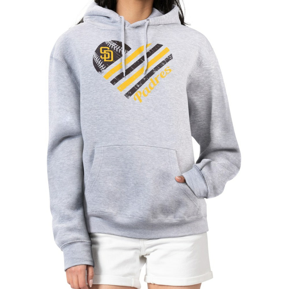 Heather Gray San Diego Padres G-III 4Her by Carl Banks Women's Heart Fleece Pullover Hoodie