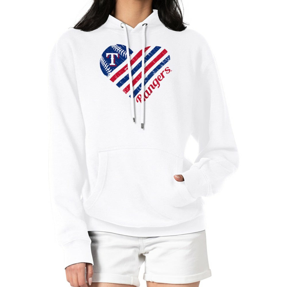 White Texas Rangers G-III 4Her by Carl Banks Women's Heart Fleece Pullover Hoodie