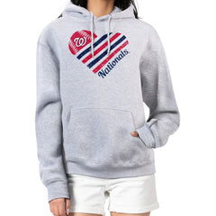 Heather Gray Washington Nationals G-III 4Her by Carl Banks Women's Heart Fleece Pullover Hoodie