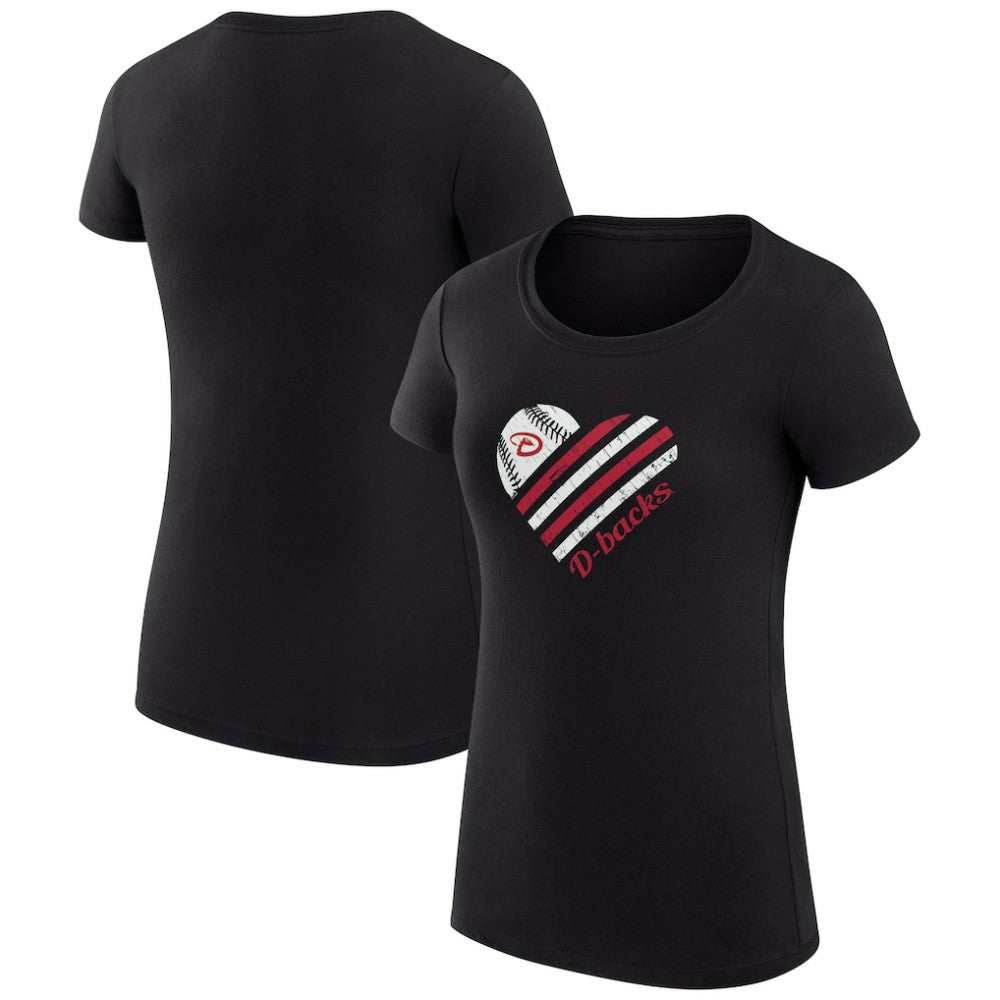Black Arizona Diamondbacks G-III 4Her by Carl Banks Women's Super-Slim Fit Lightweight Heart Graphic T-Shirt