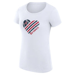 White Atlanta Braves G-III 4Her by Carl Banks Women's Super-Slim Fit Lightweight Heart Graphic T-Shirt