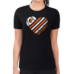 Black Baltimore Orioles G-III 4Her by Carl Banks Women's Super-Slim Fit Lightweight Heart Graphic T-Shirt