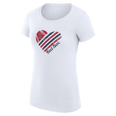 White Boston Red Sox G-III 4Her by Carl Banks Women's Super-Slim Fit Lightweight Heart Graphic T-Shirt