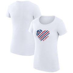 White Chicago Cubs G-III 4Her by Carl Banks Women's Super-Slim Fit Lightweight Heart Graphic T-Shirt