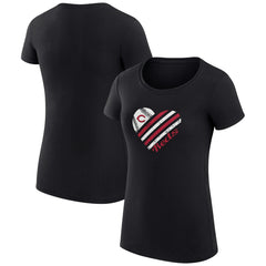 Black Cincinnati Reds G-III 4Her by Carl Banks Women's Super-Slim Fit Lightweight Heart Graphic T-Shirt