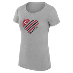 Heather Gray Cincinnati Reds G-III 4Her by Carl Banks Women's Super-Slim Fit Lightweight Heart Graphic T-Shirt