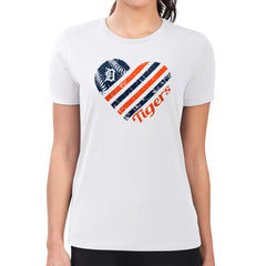 White Detroit Tigers G-III 4Her by Carl Banks Women's Super-Slim Fit Lightweight Heart Graphic T-Shirt