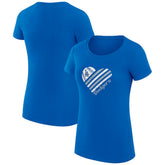 Royal Los Angeles Dodgers G-III 4Her by Carl Banks Women's Super-Slim Fit Lightweight Heart Graphic T-Shirt
