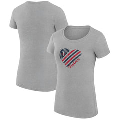 Heather Gray Minnesota Twins G-III 4Her by Carl Banks Women's Super-Slim Fit Lightweight Heart Graphic T-Shirt