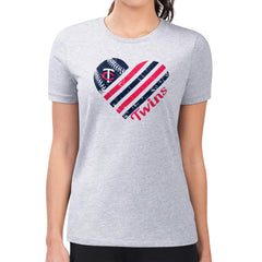 Heather Gray Minnesota Twins G-III 4Her by Carl Banks Women's Super-Slim Fit Lightweight Heart Graphic T-Shirt