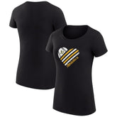 Black Athletics G-III 4Her by Carl Banks Women's Super-Slim Fit Lightweight Heart Graphic T-Shirt