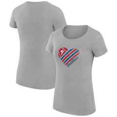 Heather Gray Philadelphia Phillies G-III 4Her by Carl Banks Women's Super-Slim Fit Lightweight Heart Graphic T-Shirt