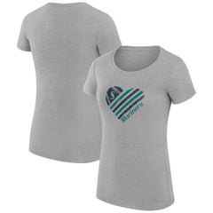 Heather Gray Seattle Mariners G-III 4Her by Carl Banks Women's Super-Slim Fit Lightweight Heart Graphic T-Shirt