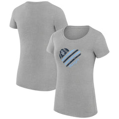Heather Gray Tampa Bay Rays G-III 4Her by Carl Banks Women's Super-Slim Fit Lightweight Heart Graphic T-Shirt