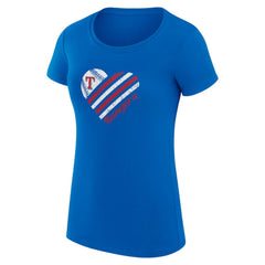Royal Texas Rangers G-III 4Her by Carl Banks Women's Super-Slim Fit Lightweight Heart Graphic T-Shirt